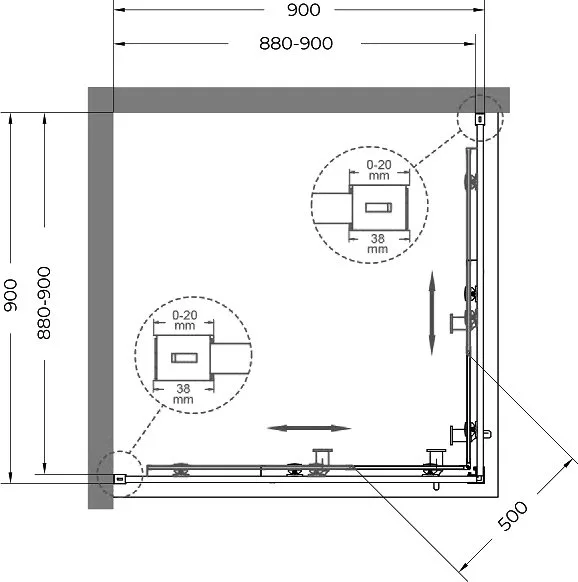 Душевой уголок Cezares Relax RELAX-304-A-2-90-C-BORO 90x90, профиль брашированное золото Sancos — официальный сайт