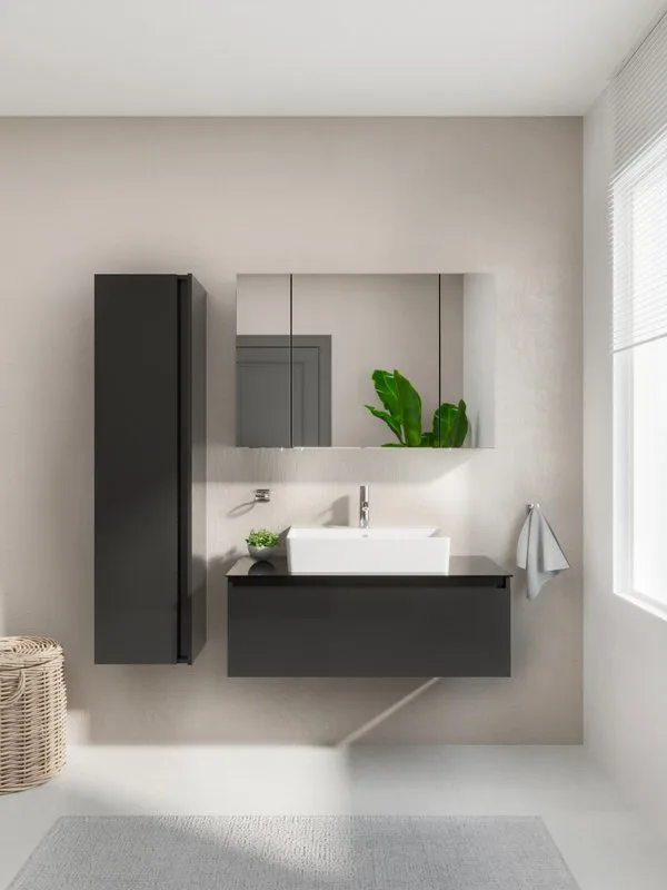 Шкаф-пенал для ванной VitrA Nuo 35 глянцевый антрацит Sancos — официальный сайт