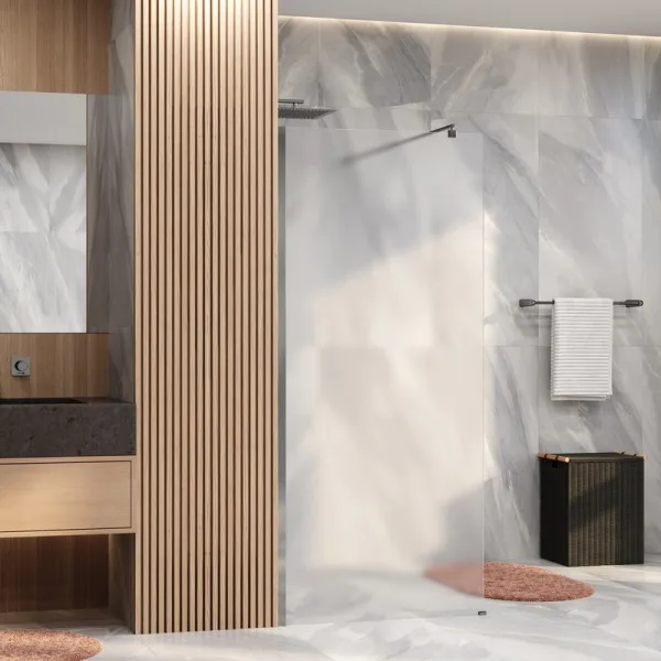 Душевая перегородка Wasserkraft Rur 30W 90 см, профиль хром, стекло матовое Sancos — Оригинал