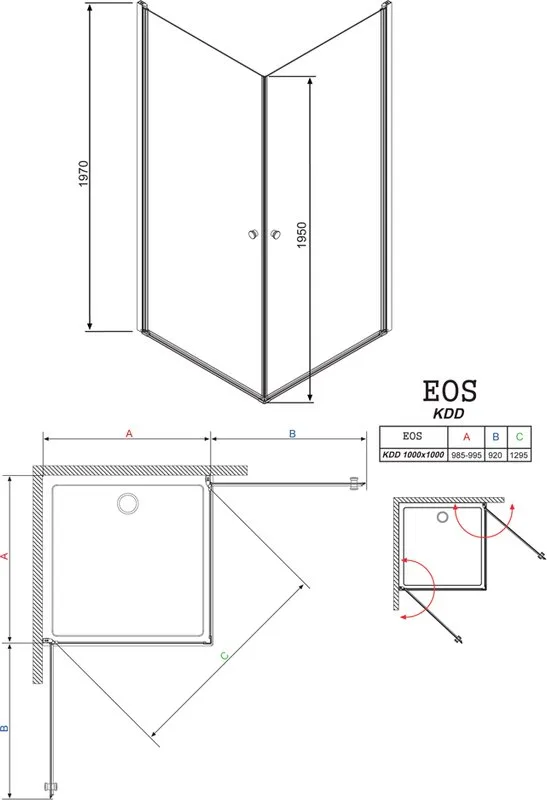 Душевой уголок Radaway EOS KDD 100 прозрачное стекло Sancos — официальный сайт