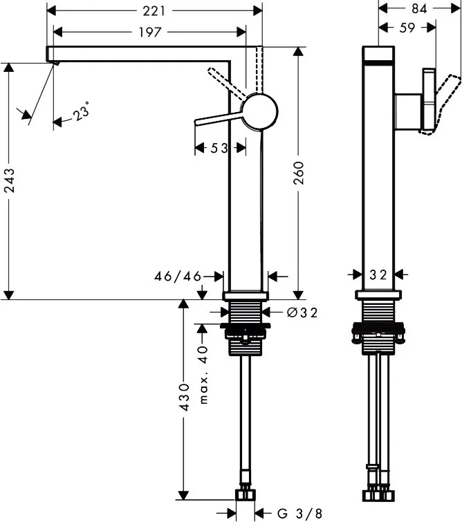 Смеситель для раковины Hansgrohe Tecturis E 240 Fine 73070670 матовый черный Sancos — официальный сайт