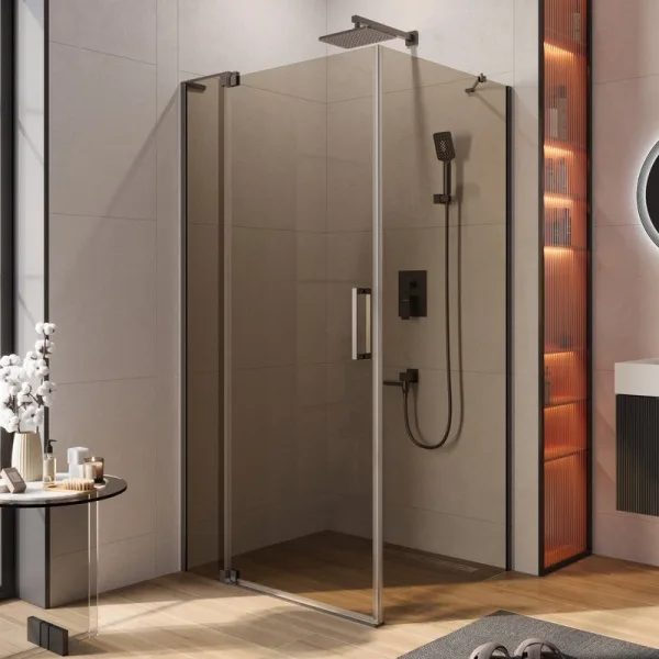 Душевой уголок Cezares Slider AH 1 90-90/100 BR GM профиль оружейная сталь, стекло бронза Sancos — Оригинал