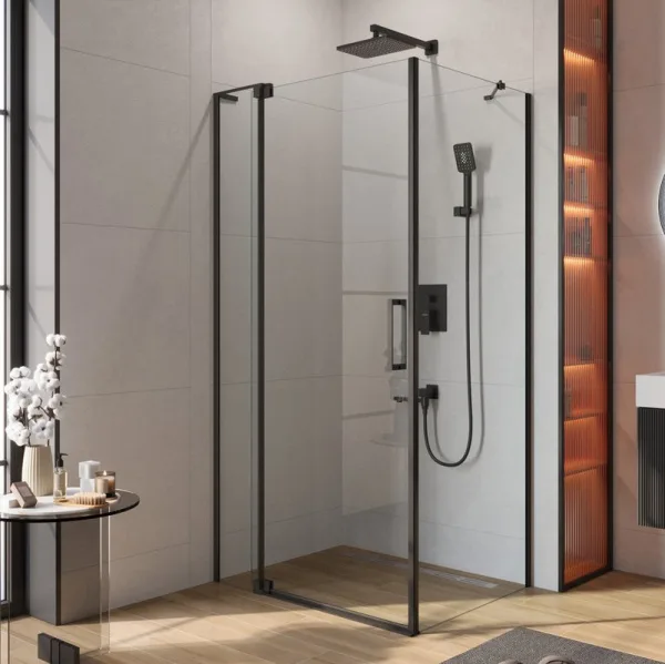 Душевой уголок Cezares Slider AH 1 80-100/110 C Nero профиль черный, стекло прозрачное Sancos — Оригинал