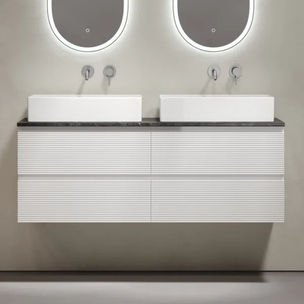 Тумба с раковиной Sancos Folk 140 bianco, столешница черный мрамор TT140A1, раковина CN6070 Sancos — Оригинал