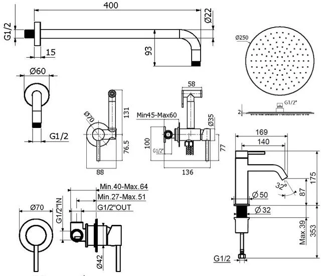Комплект для ванной Plumberia Selection Ixo KITZXO01CR53 С ВНУТРЕННЕЙ ЧАСТЬЮ, хром Sancos — официальный сайт
