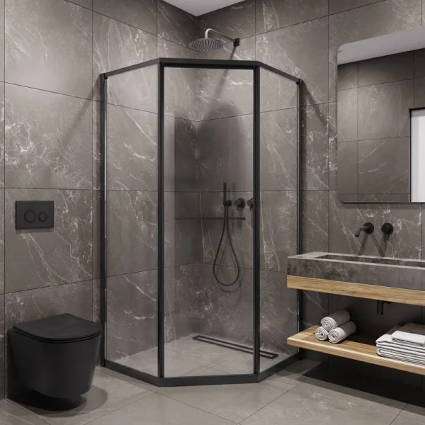Душевой уголок Timo TTSS-100/03C-8L 100x100 см, профиль черный, стекло прозрачное Sancos — Оригинал