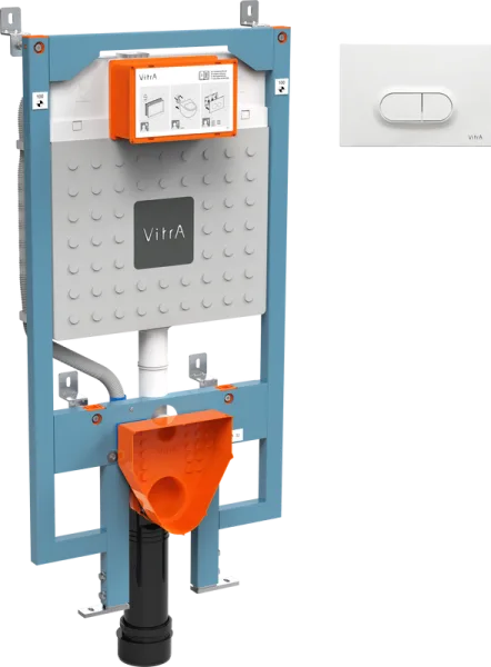 Система инсталляции для унитазов VitrA V8 768-5800-01, с кнопкой смыва Loop 740-0500 белой глянцевой Sancos — Оригинал