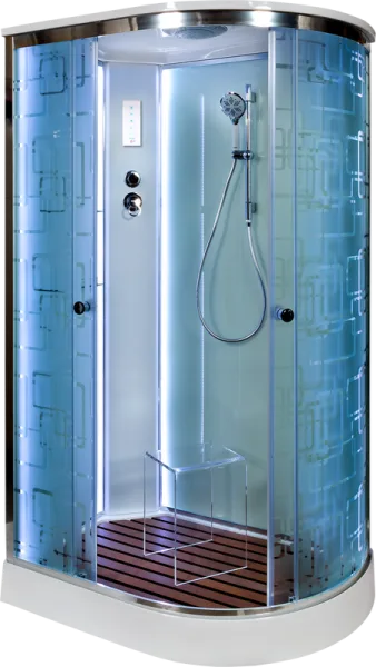 Душевая кабина DTO EM1511L 110х80, LED, профиль хром, стекло матовое с узором Sancos — Оригинал