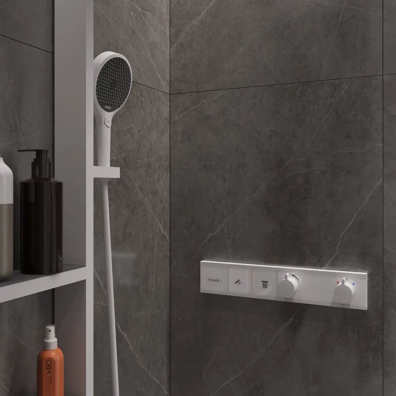 Термостатический смеситель встраиваемый Hansgrohe RainSelect 15380700, для душа, матовый белый Sancos — официальный сайт