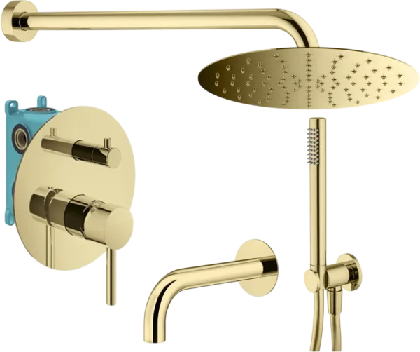 Душевой комплект Plumberia Selection Ixo KITXO19OR60, С ВНУТРЕННЕЙ ЧАСТЬЮ, золото 24к Sancos — Оригинал