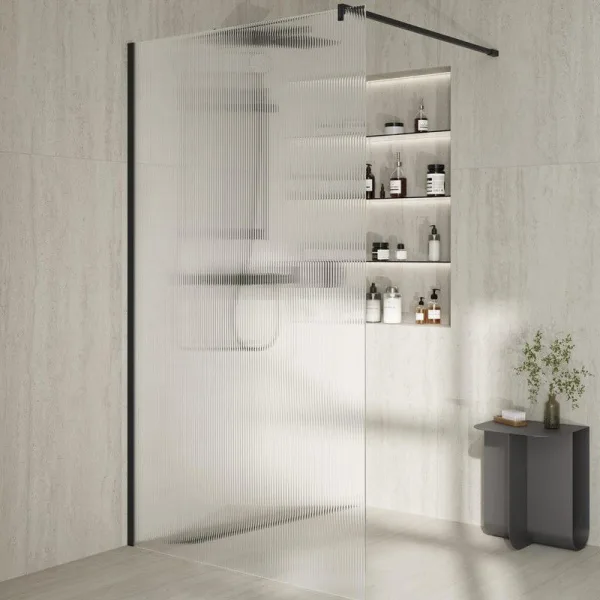 Душевая перегородка KERAMA MARAZZI Cristallo CT.120.WI.BLK.M 120 см, профиль матовый черный, стекло  Sancos — Оригинал