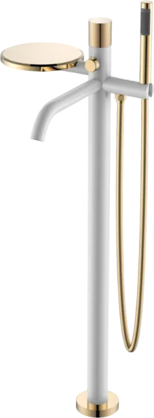 Напольный смеситель для ванны с душем Boheme Stick 129-WG.2, white touch gold Sancos — Оригинал