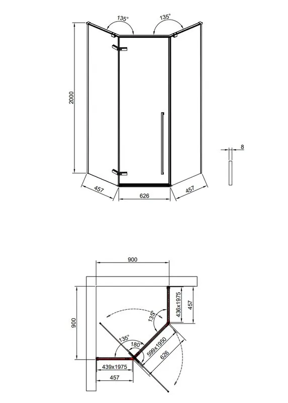 Душевой уголок Timo TTSSP-90/13C-8 90x90 см, профиль никель, стекло прозрачное Sancos — официальный сайт
