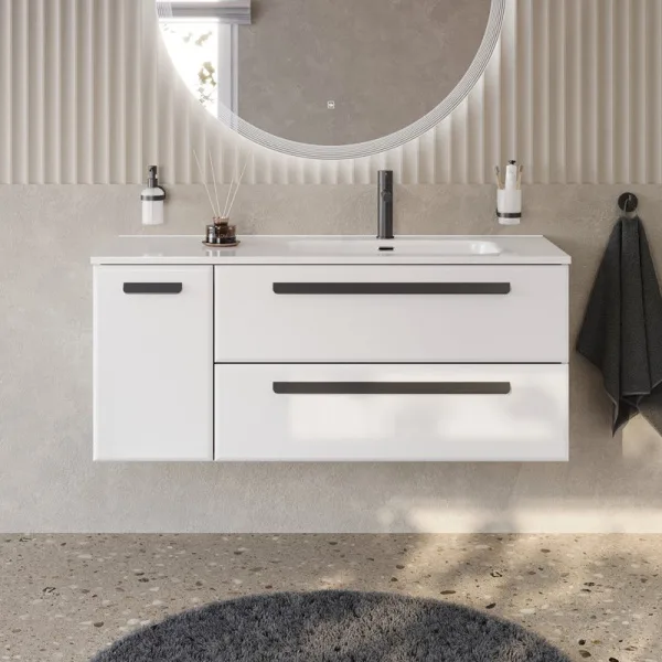 Тумба под раковину без столешницы Cezares Eco Cer-N 120 R 2 ящика, 1 дверца, bianco lucido, ручки ма Sancos — Оригинал