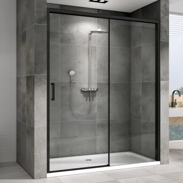 Душевая дверь в нишу Abber Komfort AG93170B 170 см, профиль черный, стекло прозрачное Sancos — Оригинал