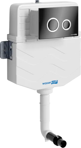 Смывной бачок скрытого монтажа Wasserkraft Aller 10TLT.031.ME.PB01, с кнопкой смыва черной, хром Sancos — Оригинал