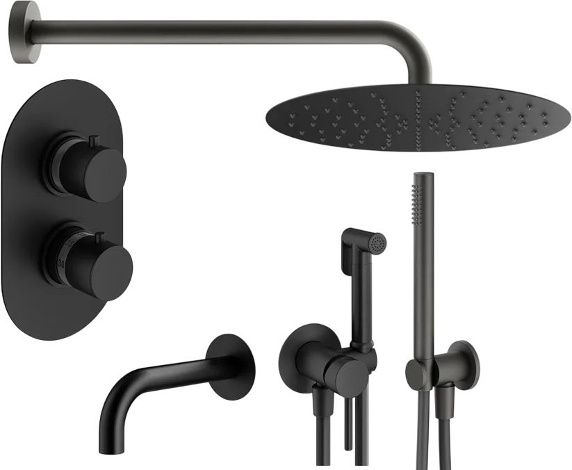 Комплект для ванной Plumberia Selection Ixo KITZXOT19NO60 С ВНУТРЕННЕЙ ЧАСТЬЮ, матовый черный Sancos — официальный сайт