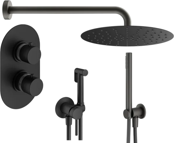 Комплект для ванной Plumberia Selection Ixo KITZXOT18NO С ВНУТРЕННЕЙ ЧАСТЬЮ, черный матовый Sancos — Оригинал