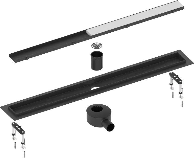 Душевой трап (лоток) Timo Drain Systems DS230209/03 900 двусторонняя панель plate под плитку, черный Sancos — официальный сайт