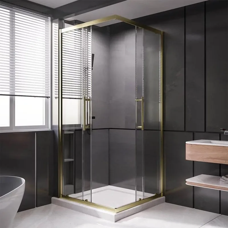 Душевой уголок Veconi Premium Trento PTC-20G 100x90, профиль брашированное золото, стекло прозрачное Sancos — официальный сайт