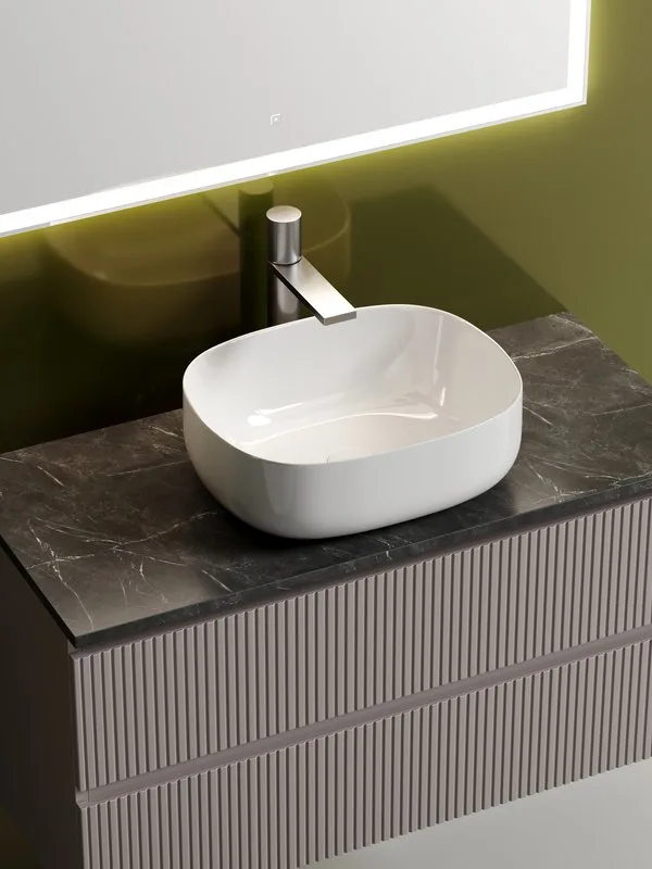 Тумба с раковиной Sancos Snob T 100 см, doha soft, столешница черный мрамор, раковина CN6018 Sancos — официальный сайт