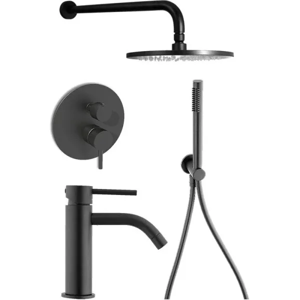 Комплект для ванной Paffoni Light KITLIG018NO071 С ВНУТРЕННЕЙ ЧАСТЬЮ, черный матовый Sancos — Оригинал