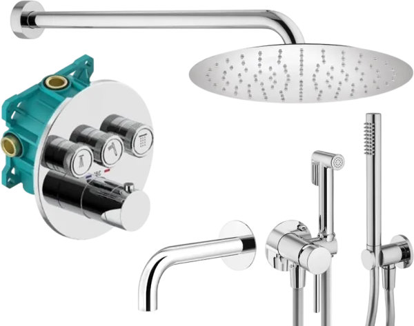 Комплект для ванной Plumberia Selection PSBOX KITZPSB03CR60 С ВНУТРЕННЕЙ ЧАСТЬЮ, хром Sancos — Оригинал
