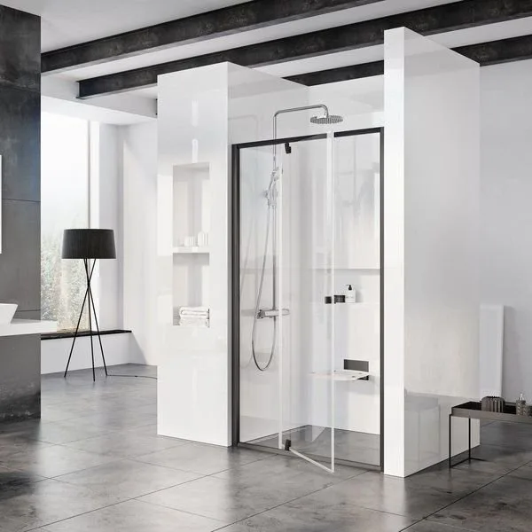 Душевая дверь в нишу Ravak Pivot PDOP2-120 Transparent, профиль черный Sancos — Оригинал