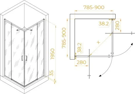 Душевой уголок RGW Passage PA-038B 80x80 см, профиль черный, стекло прозрачное Sancos — официальный сайт