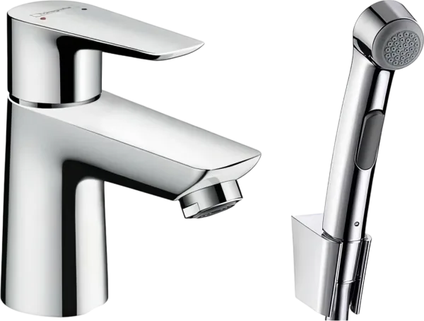 Смеситель для раковины Hansgrohe Talis E 71729000 с гигиеническим душем, с донным клапаном Push-Open Sancos — Оригинал