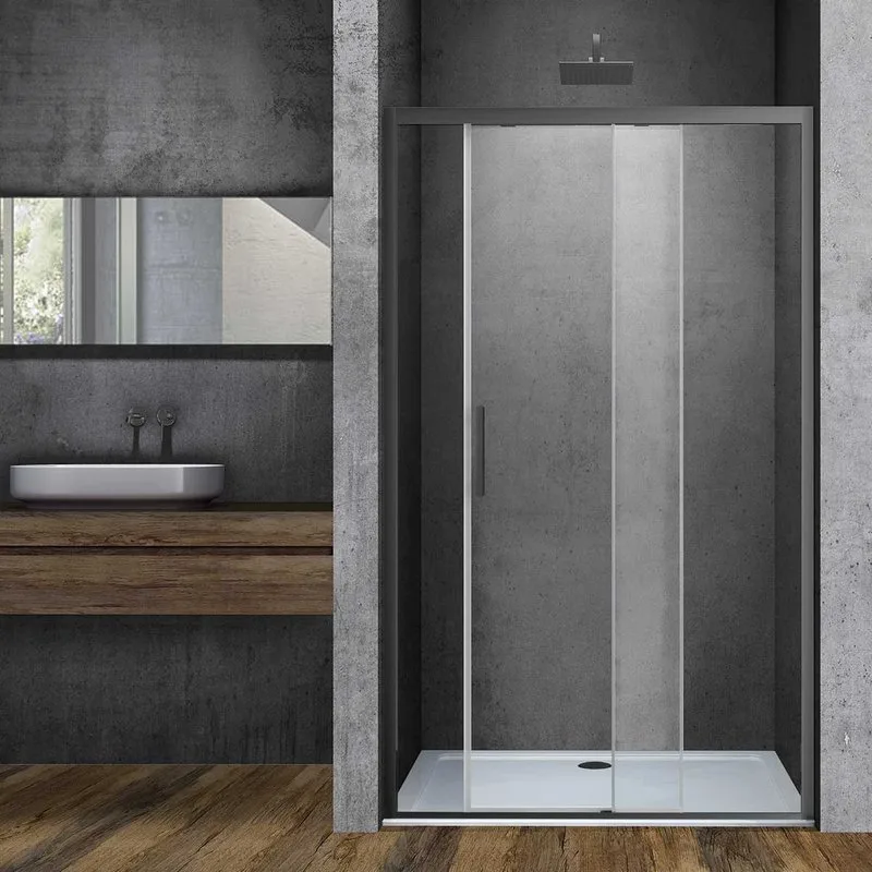 Душевая дверь в нишу Vincea Soft VDS-3SO140CLGM 140 см, профиль вороненая сталь, стекло прозрачное Sancos — официальный сайт