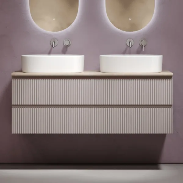 Тумба с раковиной Sancos Snob R 140 doha soft, столешница бежевая TT140A2, раковина CN6075 Sancos — Оригинал