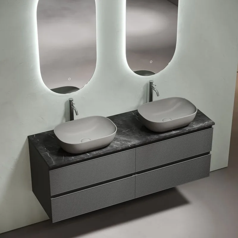Столешница в ванную под раковину, из керамогранита Sancos Black Sky 140х46 c отверстием под смесител Sancos — официальный сайт