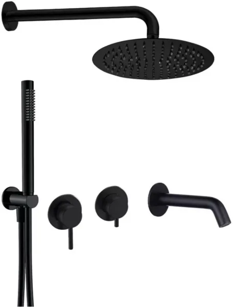 Душевой комплект AQUAme AQM8408BM, С ВНУТРЕННЕЙ ЧАСТЬЮ, черный матовый Sancos — Оригинал