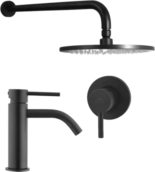 Комплект для ванной Paffoni Light KITLIG011NO071 С ВНУТРЕННЕЙ ЧАСТЬЮ, черный Sancos — Оригинал