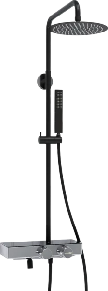 Душевая стойка Wasserkraft Abens 2000 A114.258.218.CB Thermo, с термостатом, черная Sancos — Оригинал
