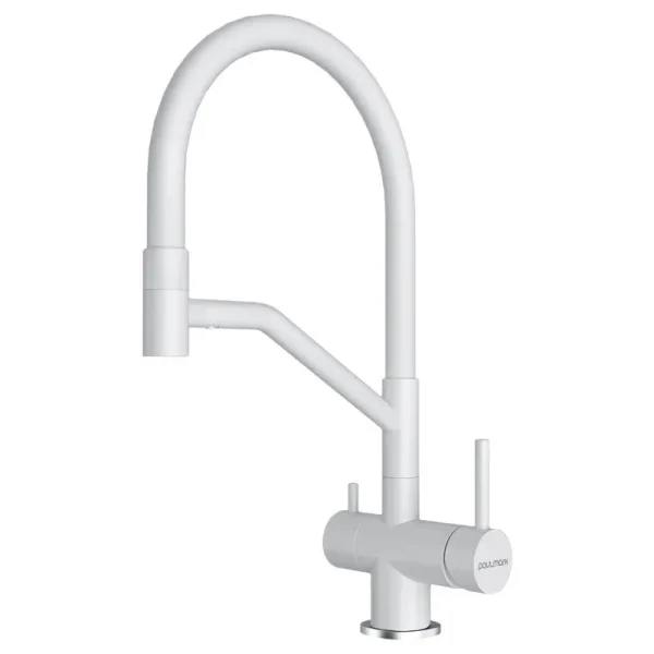Смеситель для кухни Paulmark Rubert Ru213175-WH, с гибким изливом белый матовый Sancos — Оригинал