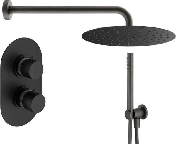 Душевой комплект Plumberia Selection Ixo KITXOT18NOKING, С ВНУТРЕННЕЙ ЧАСТЬЮ, черный матовый Sancos — Оригинал
