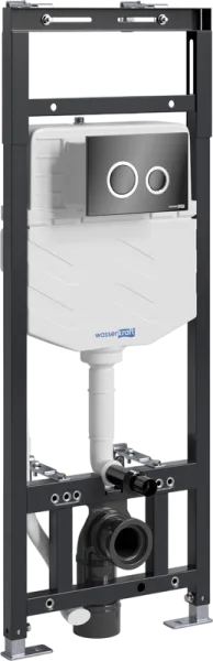 Система инсталляции для унитазов Wasserkraft Alme 15TLT.010.ME.PB01, с кнопкой смыва черной Sancos — Оригинал