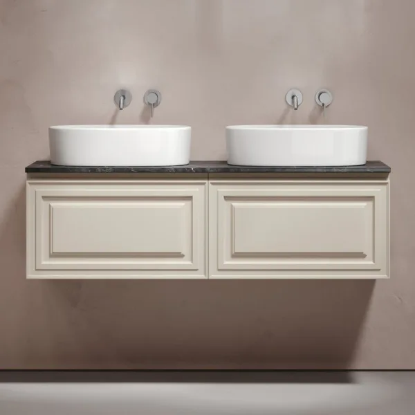 Тумба с раковиной Sancos Very 140 beige soft, столешница черный мрамор TT140A1, раковина CN6075 Sancos — Оригинал