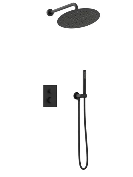 Душевой комплект ALTROBAGNO Юнион (Unione) 040408 MB С ВНУТРЕННЕЙ ЧАСТЬЮ, матовый черный Sancos — Оригинал