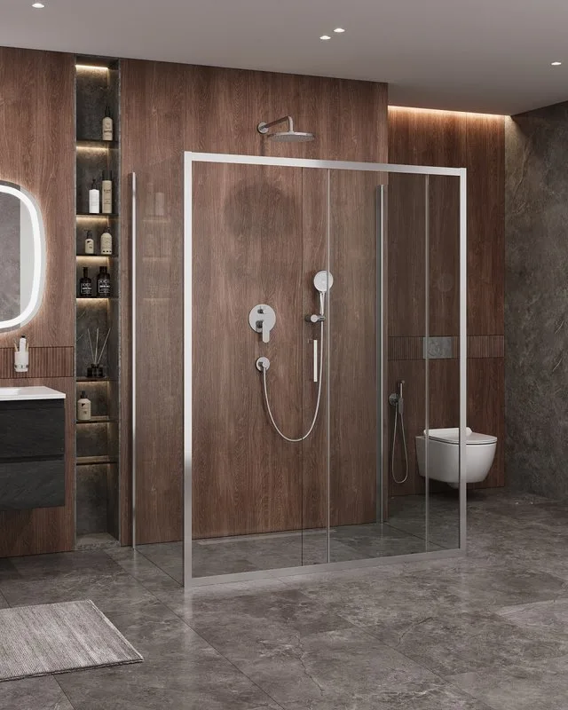 Душевой уголок Cezares Molveno AH-12 150х80 см, профиль хром, стекло прозрачное Sancos — официальный сайт