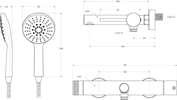 Смеситель для ванны с душем Cezares Relax RELAX-VD-NOP, матовый черный Sancos — официальный сайт