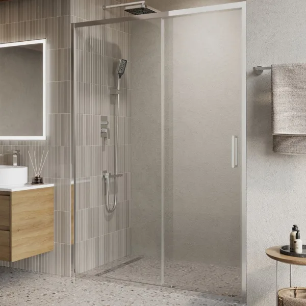 Душевая дверь в нишу BelBagno Luce BF-1-140-C-Cr профиль хром, стекло прозрачное Sancos — Оригинал