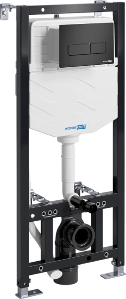 Система инсталляции для унитазов Wasserkraft Aller 10TLT.010.ME.MB03, с кнопкой смыва матовой черной Sancos — Оригинал