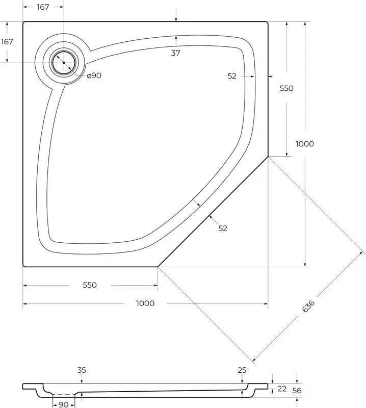 Поддон для душа Cezares Tray TRAY-S-P-100-56-W Sancos — официальный сайт