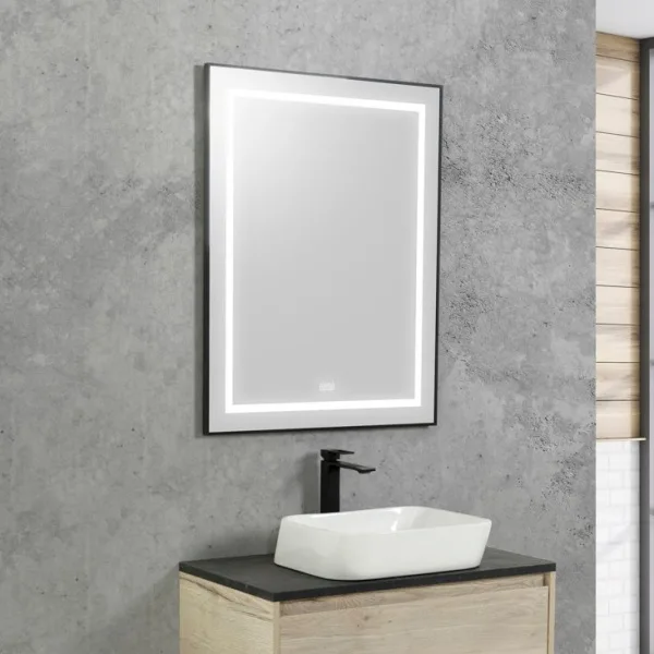 Зеркало BelBagno Kraft SPC-KRAFT-685-885-TCH-WARM-NERO черное, с подогревом Sancos — Оригинал