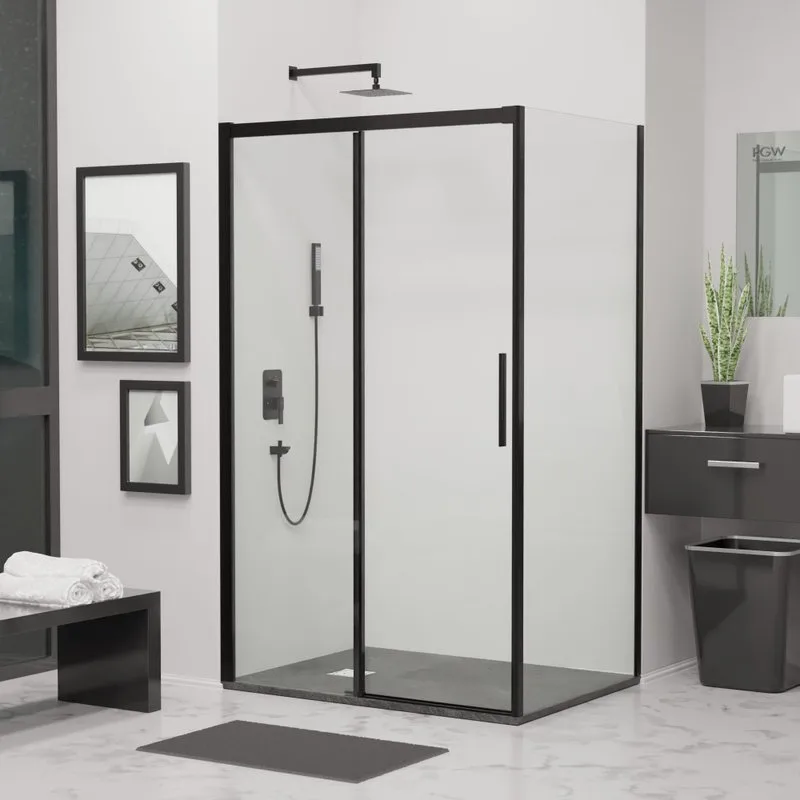 Душевой уголок RGW Leipzig LE-12B+80 см (117-121)x80x195 профиль черный матовый, стекло прозрачное Sancos — официальный сайт