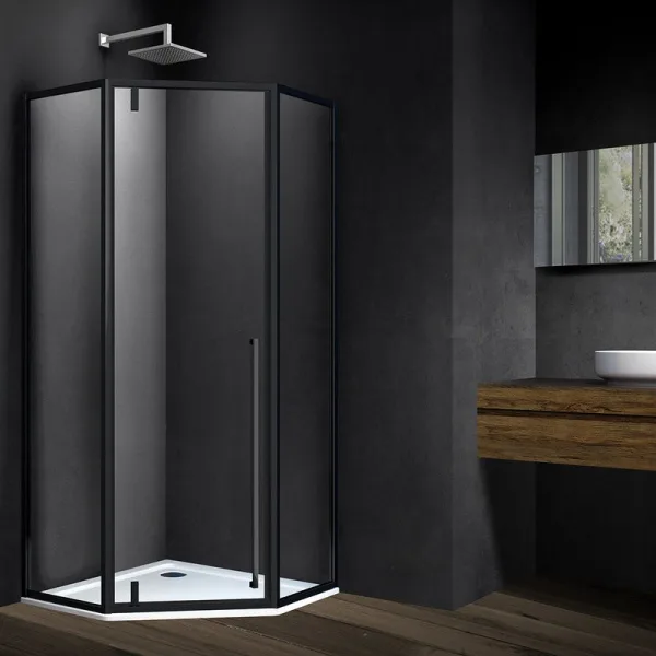 Душевой уголок Vincea Penta VSP-3P900CLB 90x90, профиль чёрный, стекло прозрачное Sancos — Оригинал