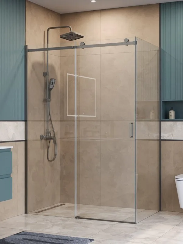 Душевой уголок BelBagno Soft Close-2 AH-1-140/80-C-GM профиль оружейная сталь Sancos — официальный сайт